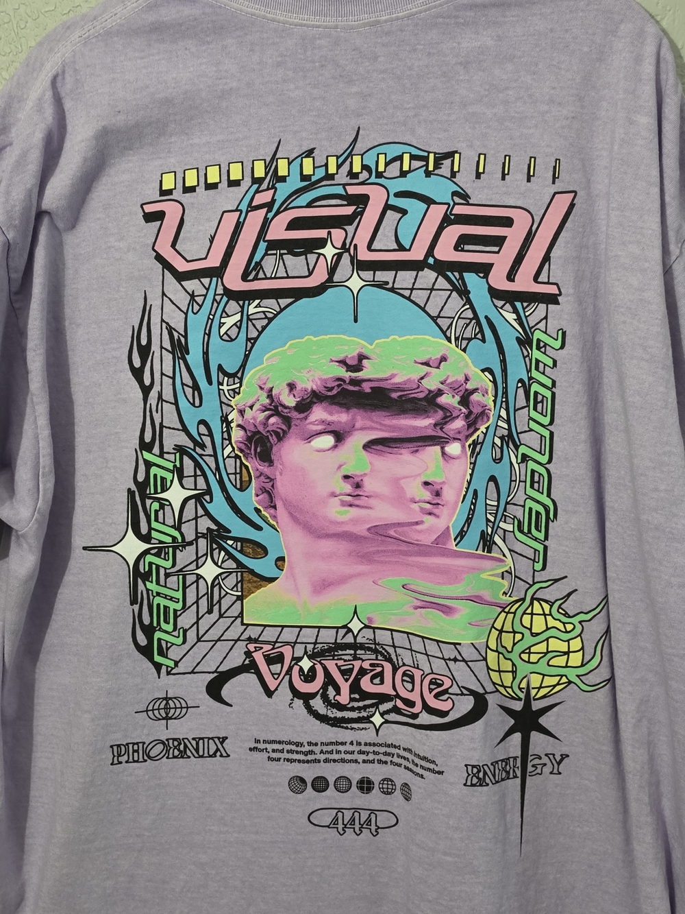 PacSun Visual Voyage Lavender Crewneck Graphic Tee 100% Cotton Mens Large - Picture 6 of 6